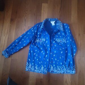 Quacker Factory blue, paisley jacket size small